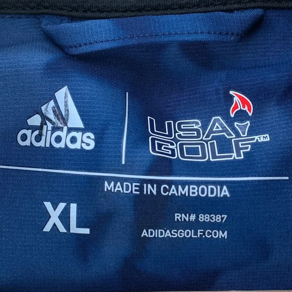 Adidas USA Golf Vest‎ Mens XL Blue 1/4 Zip Performance Pullover Jacket Abstract